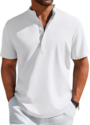 COOFANDY Men's Henley Shirt Short Sleeve Casual T-Shirt Summer Beach Hippie Henley Tee Shirt