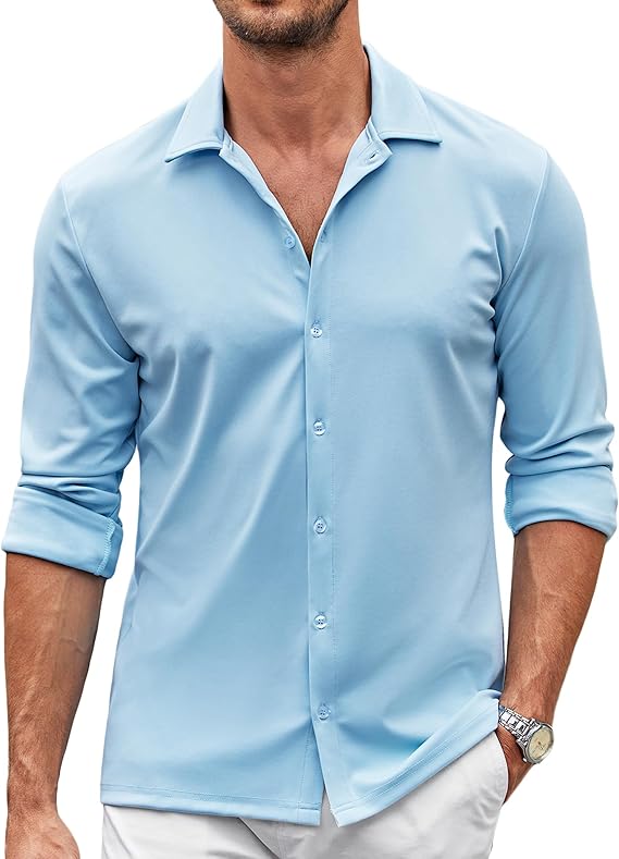 COOFANDY Men's Casual Button Down Shirt Wrinkle Free Shirts Long Sleeve Dress Shirt S-XXXL
