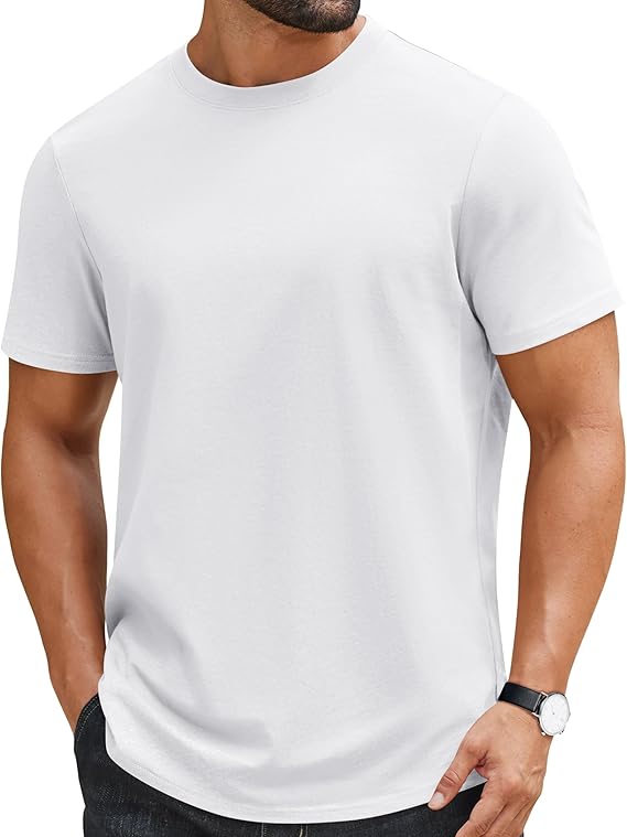 COOFANDY Mens T-Shirts 100% Cotton Crewneck Short Sleeve Tees Casual Plain Shirts