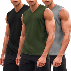 COOFANDY Men's 3 Pack Workout Tank Tops Gym Sleeveless Shirts V Neck Bodybuilding Muscle Tee Shirt