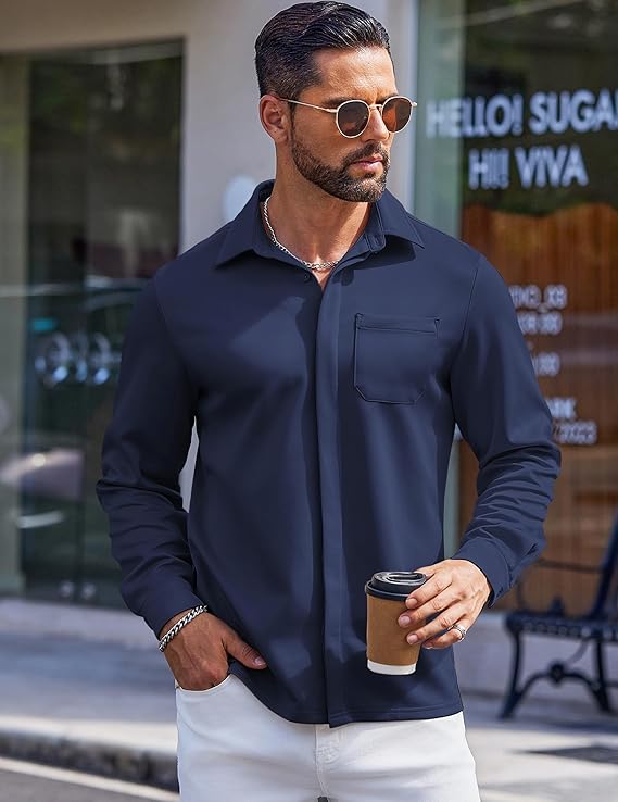 COOFANDY Mens Wrinkle Free Dress Shirts Long Sleeve Untucked Shirts Casual Button Down Shirts