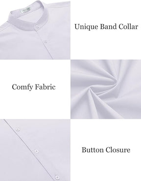 COOFANDY Muscle Fit Dress Shirts for Men Banded Collar Casual Button Down Shirts