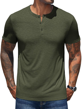 COOFANDY Men's Henley Shirts Short Sleeve Casual Basic Henley Tee Summer Button Lightweight Stretch T Shirts