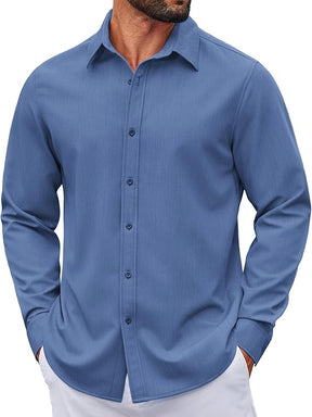 COOFANDY Men's Casual Button Down Long Sleeve Untucked Denim Dress Shirt