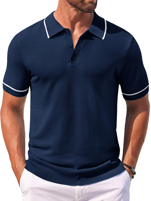 COOFANDY Men's Knit Polo Shirts Casual Short Sleeve Button Down Shirts Crochet Classic Golf Polo Collared Shirts