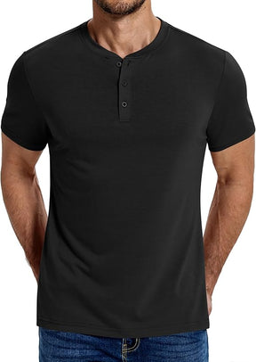 COOFANDY Men's Henley Shirts Cotton Short Sleeve Casual T-Shirt Button Henley Basic Tee Lightweight Summer Top
