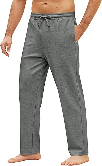 COOFANDY Men's Yoga Pants Casual Elastic Waist Drawstring Jogger Sweatpants Open Bottom Lounge Pants