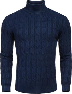 COOFANDY Men's Slim Fit Turtleneck Sweater Casual Twisted Knitted Pullover Sweaters