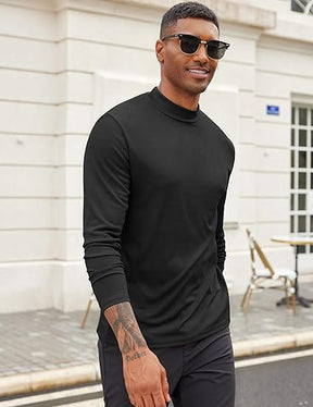 COOFANDY Men's Mock Turtleneck Long Sleeve Shirts Slim Fit Basic T-Shirt Lightweight Ribbed Pullover Sweater