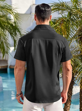 COOFANDY Mens Casual Wrinkle Free Shirts Short Sleeve Button Up Summer Untucked Shirt
