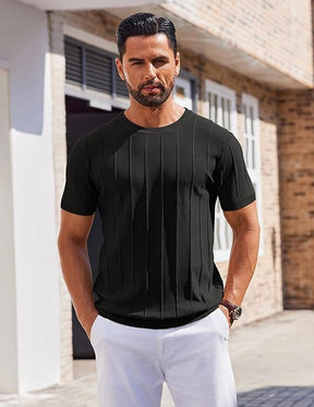 COOFANDY T-Shirts Short Sleeve Knit Sweater Shirt Crewneck