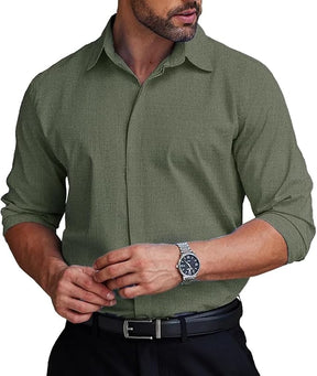 COOFANDY Men's Formal Dress Shirt Hidden Button Front Wrinkle Free Shirt Regular Fit Stretch Business Casual Shirts S-XXXL