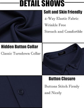 COOFANDY Men's Long Sleeve Dress Shirt Casual Button Down Shirts Wrinkle Free Untucked Shirt