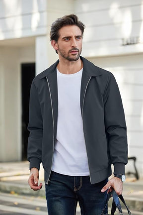 COOFANDY Men's Lightweight Jackets Casual Bomber Windbreaker Zip Up Collared Jacket Golf Windproof Coat