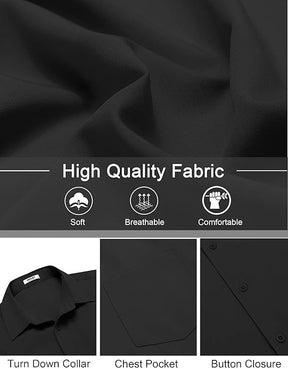 COOFANDY Men's Short Sleeve Button Down Shirts Casual Dress Shirts for Men Untucked Shirt with Pocket