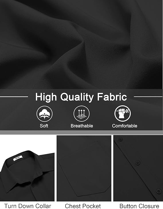 COOFANDY Men's Short Sleeve Button Down Shirts Casual Dress Shirts for Men Untucked Shirt with Pocket