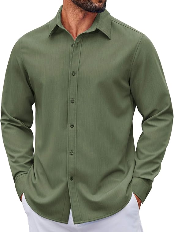 COOFANDY Men's Casual Button Down Long Sleeve Untucked Denim Dress Shirt