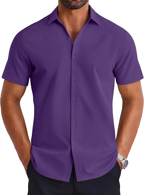 COOFANDY Mens Button Down Shirts Short Sleeve Casual Shirt Summer Untucked Dress Shirts