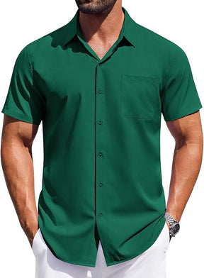 COOFANDY Mens Short Sleeve Dress Shirts Button Down Shirts Regular Fit Business Casual Shirt with Pocket