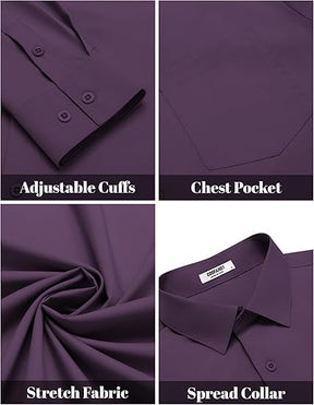 COOFANDY Mens Dress Shirts Long Sleeve Wrinkle Free Button Down Shirts Formal Business Shirt