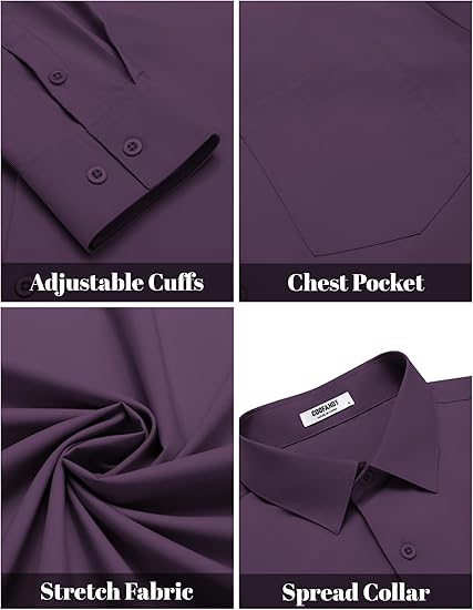COOFANDY Mens Dress Shirts Long Sleeve Wrinkle Free Button Down Shirts Formal Business Shirt