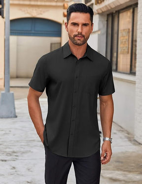 COOFANDY Men's Short Sleeve Button Down Shirts Casual Dress Shirts for Men Untucked Shirt with Pocket