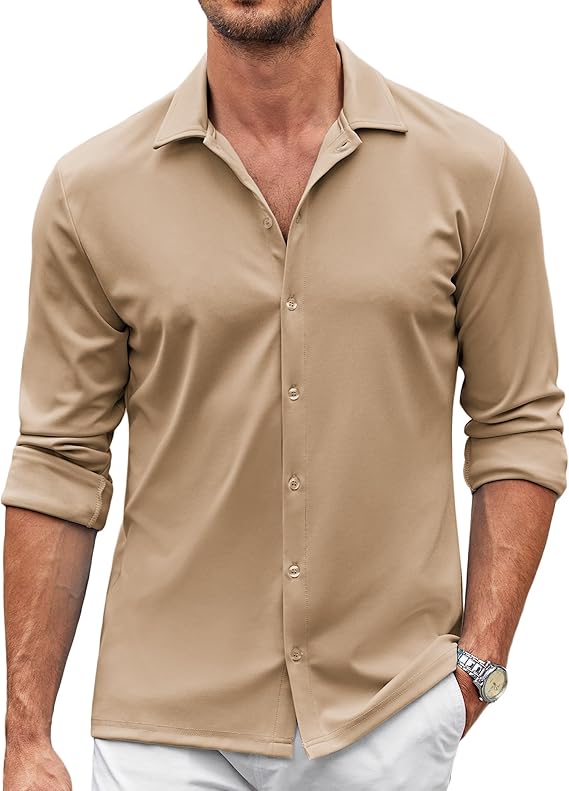 COOFANDY Men's Casual Button Down Shirt Wrinkle Free Shirts Long Sleeve Dress Shirt S-XXXL