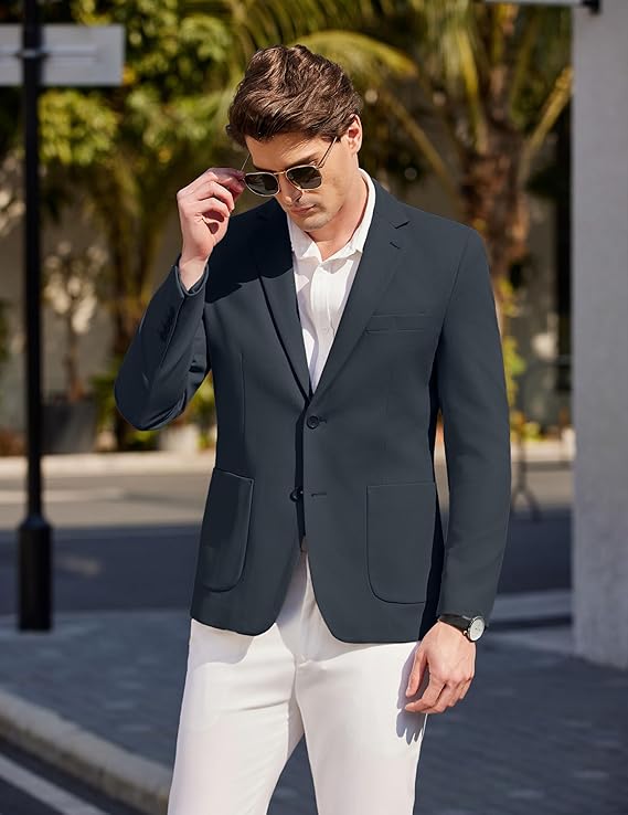 COOFANDY Mens Casual Sport Coat Blazer Two Buttons Knit Lightweight Suit Jackets