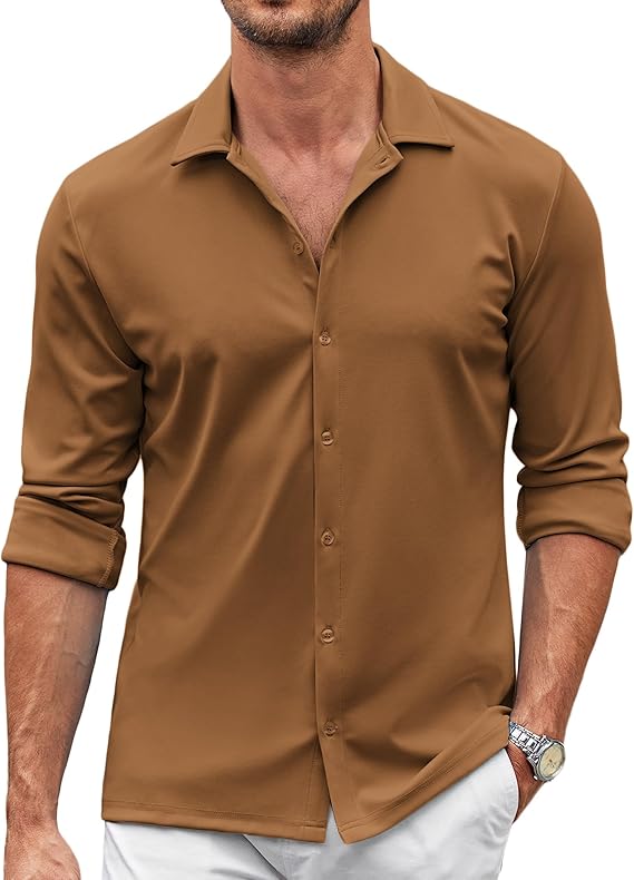 COOFANDY Men's Casual Button Down Shirt Wrinkle Free Shirts Long Sleeve Dress Shirt S-XXXL