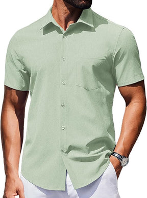 COOFANDY Mens Wrinkle Free Shirts Short Sleeve Casual Button Down Summer Dress Shirts
