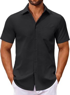 COOFANDY Men's Button Down Shirts Short Sleeve Casual Dress Shirts Untucked Summer Shirt with Pocket