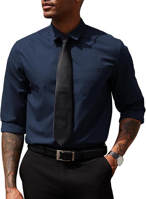 COOFANDY Men's Dress Shirts Long Sleeve Button Down Formal Shirt Regular Fit Solid Business Casual Shirts