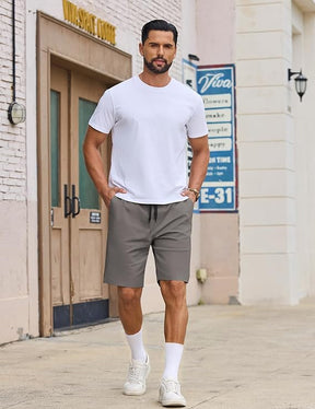 COOFANDY Mens Casual Shorts Cotton Drawstring Elastic Waist Stretch Chino Golf Shorts Summer Beach Shorts