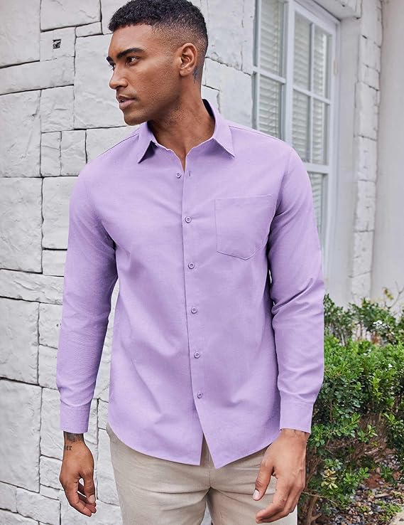 COOFANDY Mens Oxford Shirt Long Sleeve Casual Button Down Shirts Soild Dress Shirts with Pocket