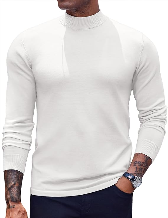 COOFANDY Men's Mock Turtleneck Sweaters Long Sleeve Casual Knit Shirts Half Neck Thermal Lightweight Pullover Sweater