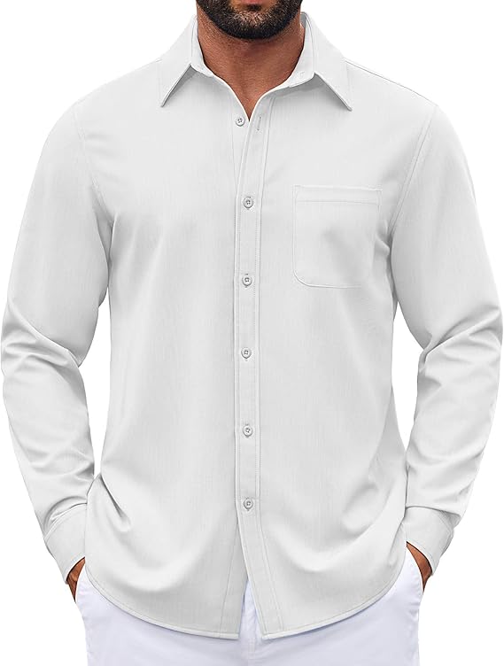 COOFANDY Men's Long Sleeve Button Down Denim Dress Shirt