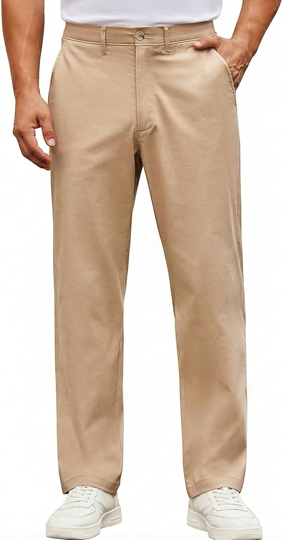 COOFANDY Mens Casual Pants Cotton Classic Fit Stretch Chino Pant Khaki Lightweight Work Dress Slacks