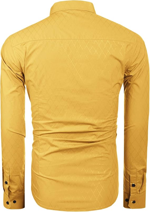 COOFANDY Men's Long Sleeve Wrinkle Free Dress Shirts Inner Contrast Business Casual Button Down Shirt