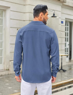 COOFANDY Men's Casual Button Down Long Sleeve Untucked Denim Dress Shirt