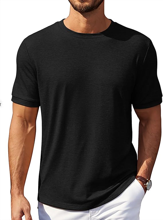 COOFANDY Mens T-Shirts Summer Crew Neck Casual T Shirts Plain Short Sleeve Shirts Basic Tees
