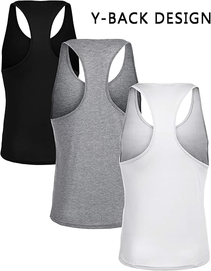COOFANDY Men's 3 Pack Tank Tops Gym Workout Shirt Y-Back Sleeveless Muscle Fitness Bodybuilding Tank Shirts