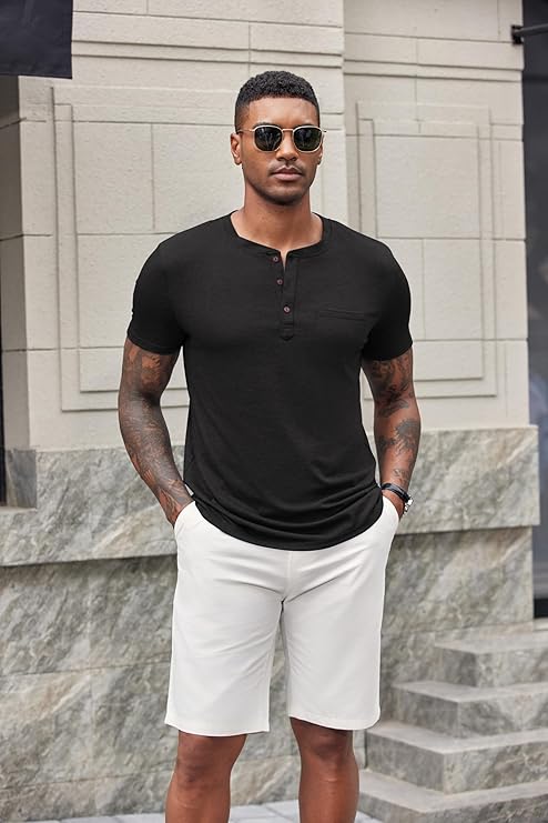 COOFANDY Men's Short Sleeve Henley T-Shirt