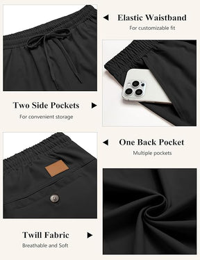 COOFANDY Mens Casual Pants Elastic Waist Chino Pants Lightweight Drawstring Pants with Pockets