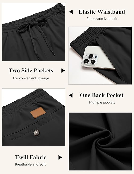 COOFANDY Mens Casual Pants Elastic Waist Chino Pants Lightweight Drawstring Pants with Pockets