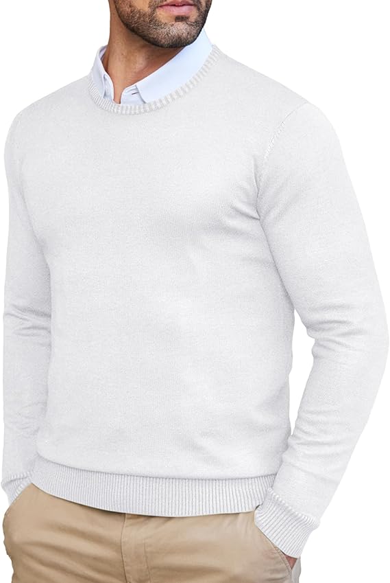 COOFANDY Men's Dress Crew Neck Sweater Lightweight Sweatshirts Knitted Pullover Casual Fashion Long Sleeve Sweater