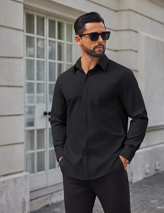 COOFANDY Mens Dress Shirts Long Sleeve Poplin Formal Shirt Casual Button Down Shirts