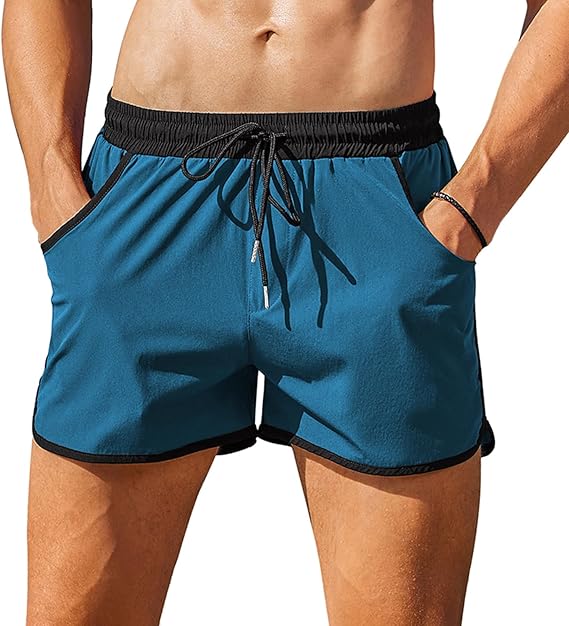 COOFANDY Men's Swim Trunks Quick Dry Swimsuit Color Block Board Short Bathing Suit Swimwear with Mesh Liner