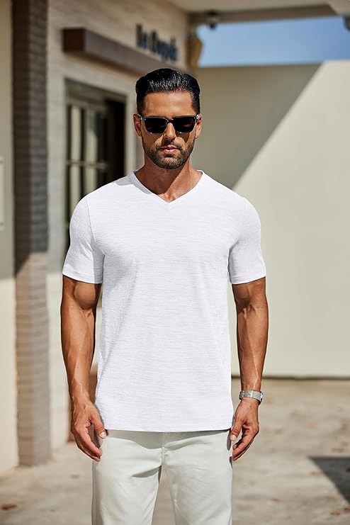 COOFANDY Men's T Shirts Short Sleeve Classic V Neck T-Shirt Casual Summer Basic Tee Shirt