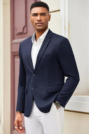 COOFANDY Men's V-Neck Slim Fit Blazer with Button Pockets