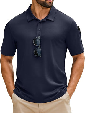 COOFANDY Men's Polo Shirts Short Sleeve Quick Dry Performance Golf Polos Tactical Work Shirts with Pen Pocket